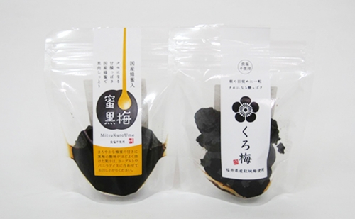 とてもすっぱい、熟成無塩の「くろ梅」とハチミツを加えた「蜜黒梅」の2袋セット 132185 - 福井県若狭町