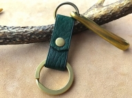 鹿革と真鍮のベルトフックキーホルダー【深緑】革小物 レザー キーリング