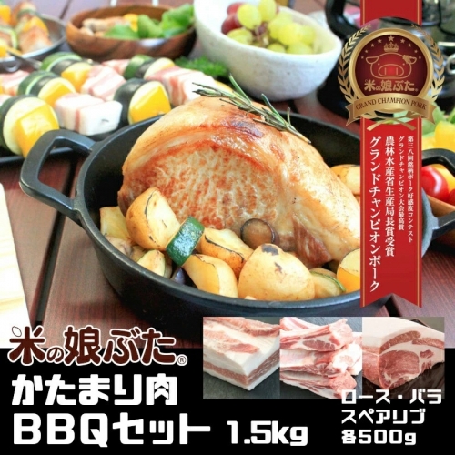 Sb0211 米の娘ぶたかたまり肉bbq セット 計1500g 豚ロース肉 豚バラ肉 豚骨付き肩バラ肉 各500g 山形県酒田市 Au Pay ふるさと納税