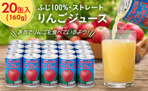  ふじ 100% りんごジュース 160g×20缶入_ りんご 林檎 リンゴ ジュース 飲料 フルーツジュース ストレートジュース ストレート アップルジュース 人気 美味しい 長野県 中野市 【1452204】