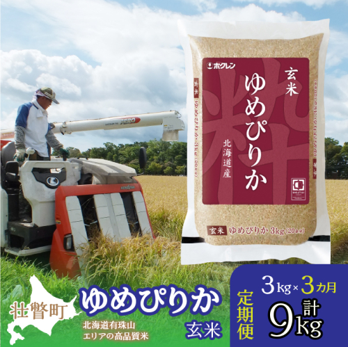 【新米】【令和7年産 3ヶ月定期配送】（玄米3kg）ホクレンゆめぴりか SBTD070 1326262 - 北海道壮瞥町