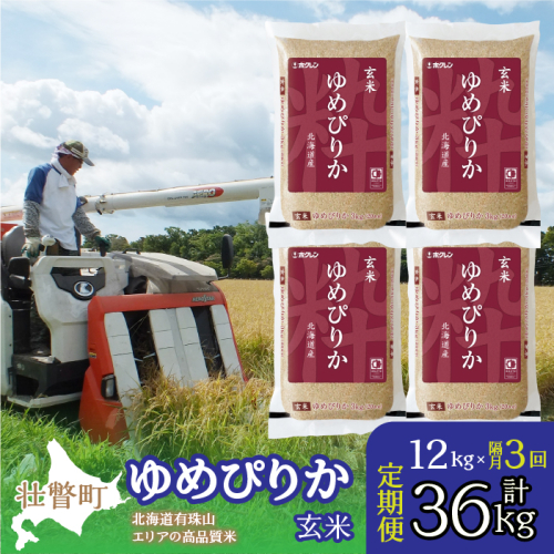 【令和6年産 新米 隔月3回定期配送】（玄米12kg）ホクレンゆめぴりか（3kg×4袋） SBTD077 1326300 - 北海道壮瞥町