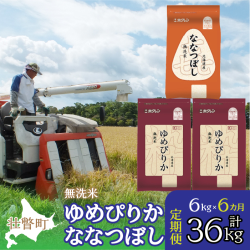 【令和6年産 新米 6ヶ月定期配送】（無洗米6kg）食べ比べセット（ゆめぴりか、ななつぼし） SBTD142 1326354 - 北海道壮瞥町