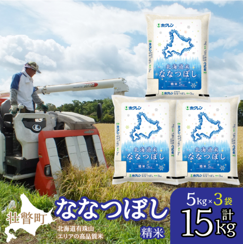 【令和7年産】（精米15kg）ホクレン北海道ななつぼし（5kg×3袋） SBTD098 1326362 - 北海道壮瞥町
