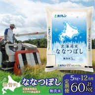 定期便 12ヵ月連続12回 北海道産 北海道米ななつぼし 無洗米 5kg SBTD118