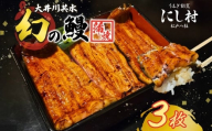 幻の鰻 大井川共水鰻蒲焼 3枚 ウナギ 鰻 国産 養殖 大井川 共水うなぎ ブランド 蒲焼き 熟練の技 冷凍 うなぎ割烹 にし村 お取り寄せ 贈り物 贈答用 プレゼント ご馳走 千葉県 松戸市