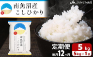 【JAみなみ魚沼定期便】南魚沼産こしひかり（5kg×全12回）＜クラウドファンディング対象＞