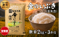 [ 令和8年産 ]新米 金のいぶき(玄米食) 定期便 2kg 3ヶ月 おこめ 玄米 玄米食 コメ ライス ごはん ご飯 国産米 究極 栄養 GABA ビタミン 食べやすい 黄金 健康食 冷めてもおいしい 究極の玄米 玄米食のための玄米 志賀沢米 岩沼産米