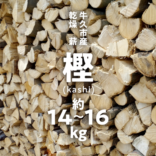 牛久市産 乾燥 薪 樫 ( かし ) 約14kg～16kg 天然木 マキ 乾燥薪 広葉樹 キャンプ アウトドア 焚火 焚き火 薪ストーブ 暖炉 たき火 野外 屋外 バーベキュー薪 ピザ窯の薪 グリル焼 1338694 - 茨城県牛久市