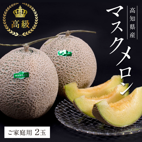 SKS024　緊急支援　高知県産 高級マスクメロン（ご家庭用）2玉入〈南国市共通返礼品〉【発送期間：4月～12月（9カ月）】【1月～3月は気候温度不安定の為出荷不可となります。】 134080 - 高知県芸西村