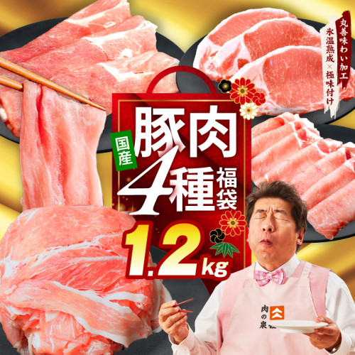 国産 豚肉 4種 総量 1.2kg【300g×4P 氷温熟成×極味付け 小分け ぶたにく 普段使い 野菜炒め】 mrz0247 134194 - 大阪府泉佐野市