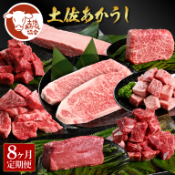 ＜8ヶ月定期便＞土佐あか牛協会が認定する「土佐熟成あかうし」詰め合わせ8種（合計3.3kg）サイコロステーキ ロース カルビ スネ ヒレ サーロイン ブロック肉 特選 赤身 牛 牛肉 和牛 国産 天下味 エイジング工法 熟成肉