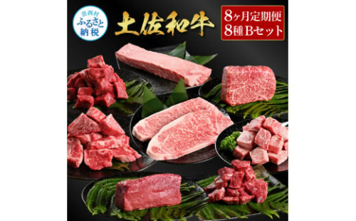 ＜8ヶ月定期便＞ 土佐和牛詰め合わせ8種Bセット（合計6.3kg）6.3キロ 赤身ブロック サイコロステーキ ロース サーロイン カルビ スネ ヒレ ブロック肉 特選 赤身 牛肉 和牛 国産 熟成肉 1345764 - 高知県芸西村