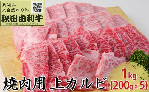 秋田由利牛 焼肉用 上カルビ 1kg（200g×5パック 焼き肉） 134744 - 秋田県にかほ市