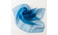 L519　藍染スカーフ　絹・オーガンジーむらくも