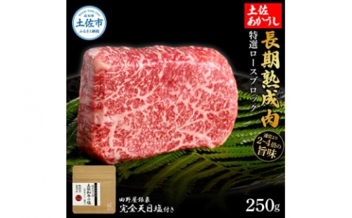 特選 ロースブロック 土佐あかうし 長期熟成肉 250g 田野屋銀象 完全天日塩付き ロース 牛肉 ブロック 肉 お肉 和牛 国産 牛 熟成肉 ブロック肉 豪華 贅沢 真空パック 冷凍配送 1350583 - 高知県土佐市