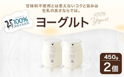 石坂ファーム の 生乳 100％ ヨーグルト 450g×2個 合計900g 甘味料不使用 デザート 乳製品 1350652 - 熊本県益城町