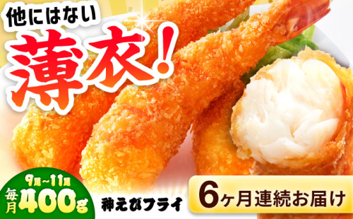 【全6回定期便】水産高校賞受賞！無頭「神えびフライ」9尾～11尾(400g)吉野ヶ里町/EBI研究所 [FDE012] 1352753 - 佐賀県吉野ヶ里町