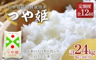 【定期便12回】 山形県産特別栽培米 つや姫 2kg（精米）×12か月 計24kg F2Y-3897