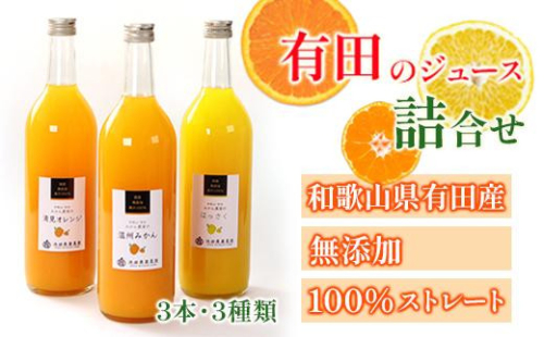 無添加・有田のジュース詰合せ720ml×3本・3種［種類おまかせ］［IKE252］ 1358781 - 和歌山県上富田町