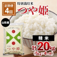 【定期便4回】山形産 特別栽培米 つや姫 5kg×4ヶ月(計20kg) FZ21-214