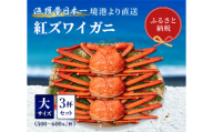 【蟹セレブ】紅ズワイガニ　大3杯セット（500～600g×3）