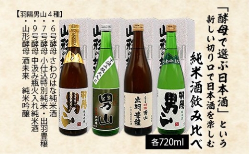 「酵母で選ぶ日本酒」という新しい切り口で日本酒を楽しむ純米酒飲み比べ 720ml×4本 FZ20-704 136294 - 山形県山形市