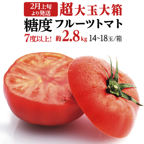 糖度7度以上 トマト 【 2025年収穫分 先行予約 】 超大玉 フルーツトマト 大箱 約2.8kg ×1箱 （14～18玉/1箱）糖度7度以上 トマト とまと 野菜 フルーツトマト トマト 2025年2月上旬発送開始 数量限定 とまと 野菜[BC021sa] 1363897 - 茨城県桜川市