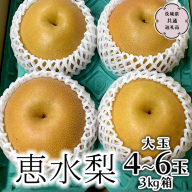 【先行予約】 恵水梨 3kg箱 大玉4～6玉 (茨城県共通返礼品 城里町) 2025年9月中旬から発送開始 梨 なし 和梨 フルーツ 甘い オリジナル 大玉 直送 茨城 限定 [CO004sa]