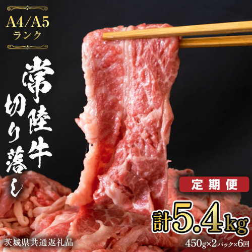 常陸牛 切り落とし 900g (450g×2袋) × 6回  定期便 牛肉 国産牛 和牛 切落し お肉 A4ランク A5ランク ブランド牛 切り落し すき焼き 小分け 冷凍 【 6ヶ月 定期便 】（茨城県共通返礼品） [CD016sa] 1364569 - 茨城県桜川市