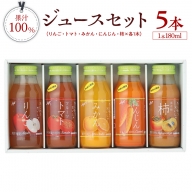 果汁 100％ ジュースセット 5本 ジュース にんじん みかん トマト 柿 りんご セット [AM003sa]