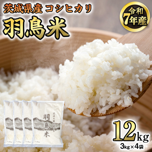《 令和7年産 先行予約 》 コシヒカリ 「幻の米 羽鳥米」 12kg (3kg × 4袋) 筑波北麓秘蔵米 お米 ごはん 精米 コメ 白米 国産 茨城県 桜川市 限定 期間限定 数量限定 銘柄米 [AX002sa] 1364932 - 茨城県桜川市