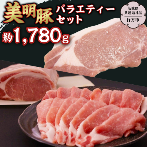 美明豚 バラエティーセット 約1,780g 【茨城県共通返礼品/行方市】ブランド豚 しゃぶしゃぶ SPF 豚肉 モモ バラ ハンバーグ ロース [DS010sa] 1364983 - 茨城県桜川市