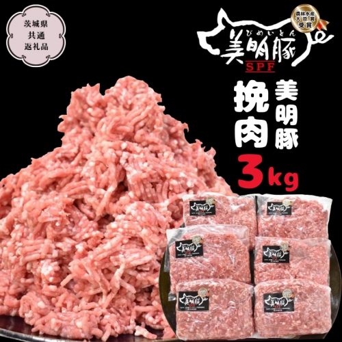 美明豚 挽肉 3kg【茨城県共通返礼品 行方市】 豚肉 国産 銘柄 グルメ 茨城県 料理 [CV002sa] 1365012 - 茨城県桜川市