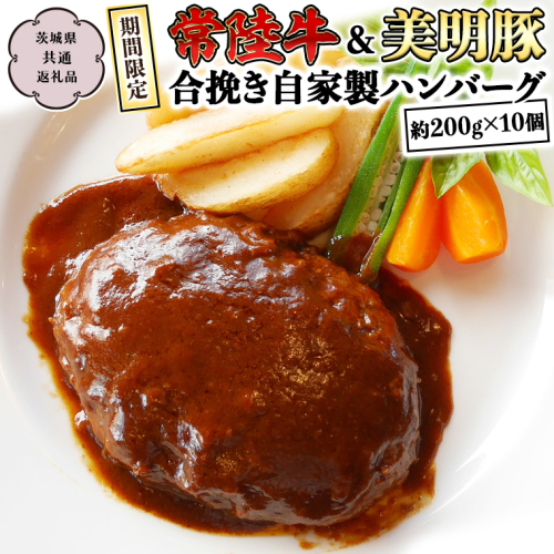 【期間限定】常陸牛 & 美明豚 の合挽き自家製 ハンバーグ (茨城県共通返礼品 行方市) 国産 和牛 銘柄 お手頃 惣菜 グルメ 茨城県 料理 [CV015sa] 1365022 - 茨城県桜川市