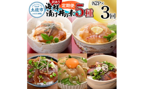 【3回定期便】訳あり土佐の海鮮漬け丼（5種×各2袋）セット 漬け丼の素 タイ 鯛 ブリ 鰤 マグロ 鮪 イカ カツオ 鰹 たたき 新鮮 魚 おかず おつまみ 惣菜 小分け 簡単 訳アリ わけあり 1366436 - 高知県土佐市