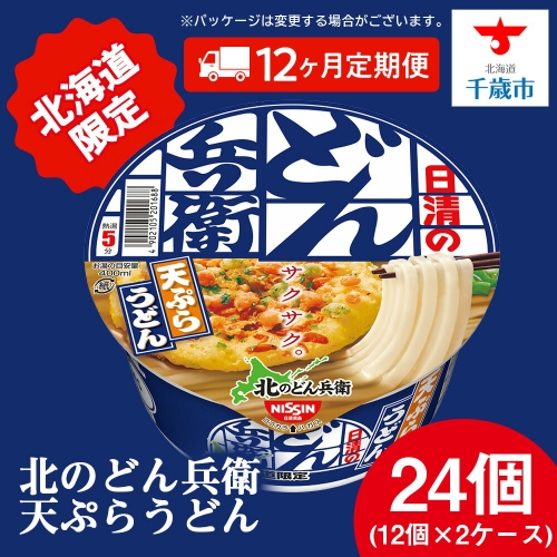 【定期便12カ月】日清 北のどん兵衛 天ぷらうどん [北海道仕様]24個 天ぷら てんぷら うどん カップ麺 即席めん 即席麺 どん兵衛 千歳 ケース 1367307 - 北海道千歳市