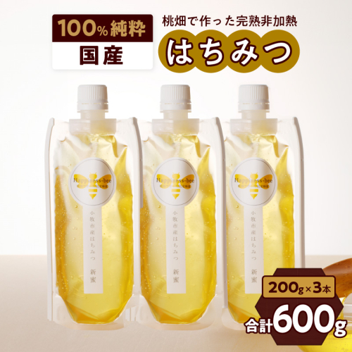 【愛知県小牧市】桃畑で作った完熟非加熱はちみつ200g×3本（アカシア）パウチ入り ポスト便 [055A29] 1368203 - 愛知県小牧市