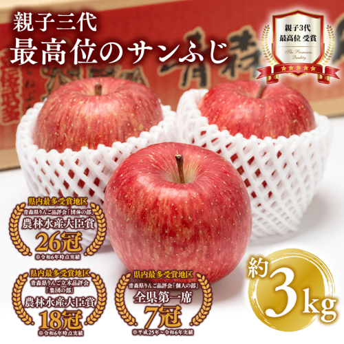 【1月発送】 親子三代最高位のサンふじ 約3kg【全国ふじコンテスト最高賞受賞農園・平川市広船産りんご】 1368684 - 青森県平川市