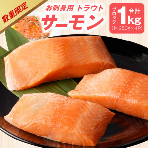 【期間限定】お刺身用 サーモン 1kg ブロック 小分け 約250g×4P ポーション 柵 訳あり サイズ不揃い kgp0048 1368994 - 大阪府泉佐野市