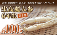 【長野県東御市産】栽培期間中出来るだけ農薬を減らして作った国産生高麗人参 6年生 約100ｇ（省き品）（2024年9月下旬〜10月頃お届け予定）