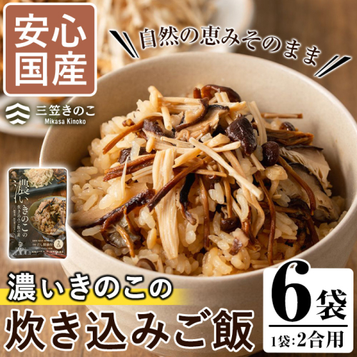 国産のえのきやきのこ使用！濃いきのこの炊き込みご飯の素(2合用×6個)国産 だし醤油 きのこご飯 椎茸 しいたけ【三笠えのき茸生産組合】akn010-04 137128 - 鹿児島県阿久根市