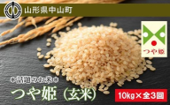 【定期便】【2024年度先行受付】話題のお米 つや姫（玄米）10kg×全3回