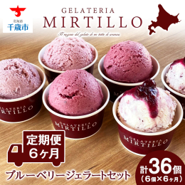 【6ヶ月連続でお届け♪】 ◆ジェラートの本場「イタリア」仕込みの味 ◆北海道産の牛乳を使用！ ◆旬の食材にこだわった本格ジェラート 【ジェラテリア ミルティーロ】で人気のブルーベリージェラート4種を食