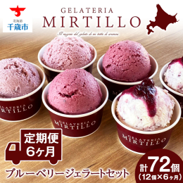 【6ヶ月連続でお届け♪】 ◆ジェラートの本場「イタリア」仕込みの味 ◆北海道産の牛乳を使用！ ◆旬の食材にこだわった本格ジェラート 【ジェラテリア ミルティーロ】で人気のブルーベリージェラート4種を食