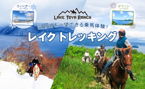 北海道 レイクトレッキング＆Winterレイクトレッキング 約40分 乗馬 体験 ホース トレッキング 絶景 自然 貴重 体験 経験 景色 ふれあい 血統馬 初心者 本格的 のんびり お子様 大人 レイクトーヤランチ 洞爺湖 1373302 - 北海道洞爺湖町