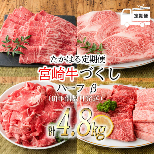 【定期便6回】宮崎牛たかはる定期便ハーフβ(偶数月発送) 内閣総理大臣賞4大会連続受賞の黒毛和牛 [ブランド牛 牛肉 国産牛 お肉 1年間偶数月(12ヶ月) 6ヶ月 150000円 ワンストップオンライン] TF0310-P00020 1374754 - 宮崎県高原町