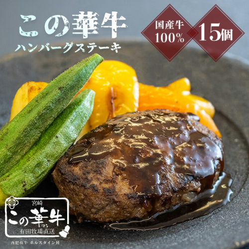 高原有田牧場直送 この華牛 ハンバーグステーキ(1.5kg) ワンストップオンライン対応 TF0459-P00037 1374780 - 宮崎県高原町