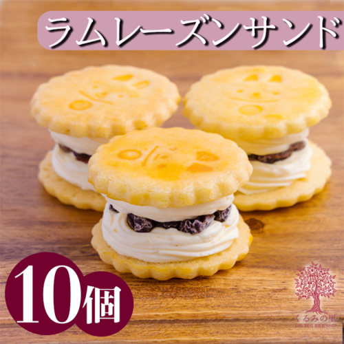ケーキハウスくるみの里の「ラムレーズンサンド」10個 無添加 甘さ控えめ、食べ応え抜群　ギフト、プレゼントにもぴったり！ [スイーツ 洋菓子 お菓子 ワンストップオンライン 『返礼品特集20000円以下』-宮崎県高原町] TF0405-P00010 1374849 - 宮崎県高原町