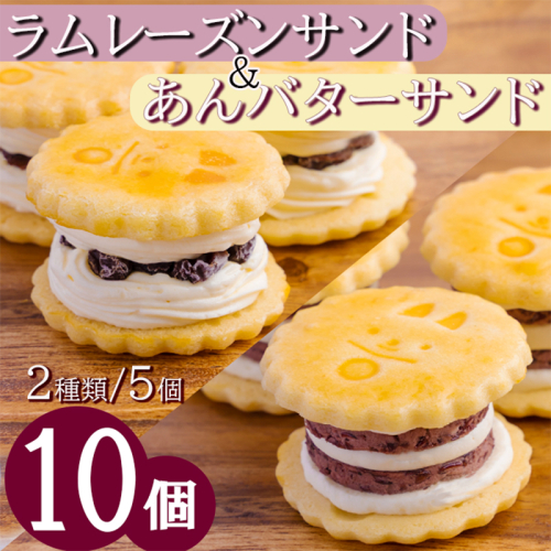 《北海道産小豆使用》『あんバターサンド＆ラムレーズンサンド』 サクサクビスケット生地に北海道産小豆を練りこんだバタークリーム [お菓子 洋菓子 くるみの里 ワンストップオンライン] TF0638-P00010 1375062 - 宮崎県高原町